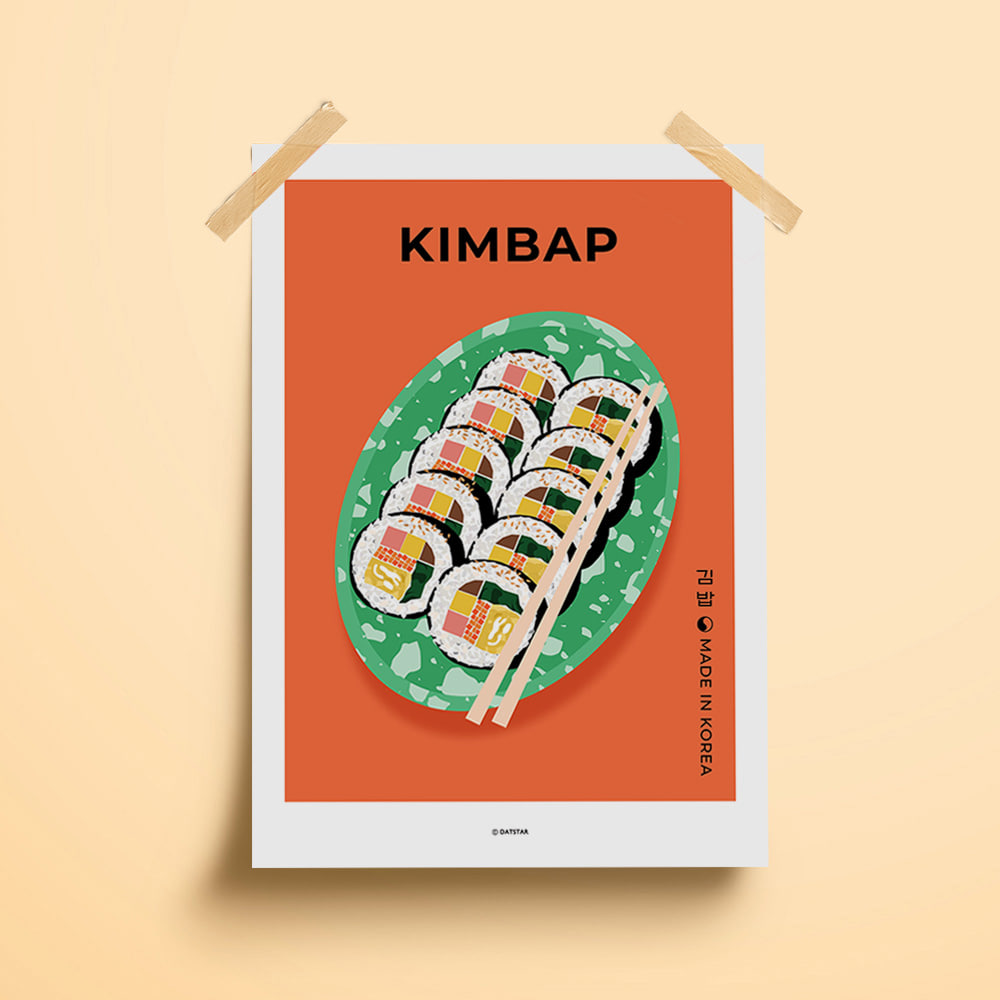 분식 김밥 한국 음식 식당 일러스트 포스터