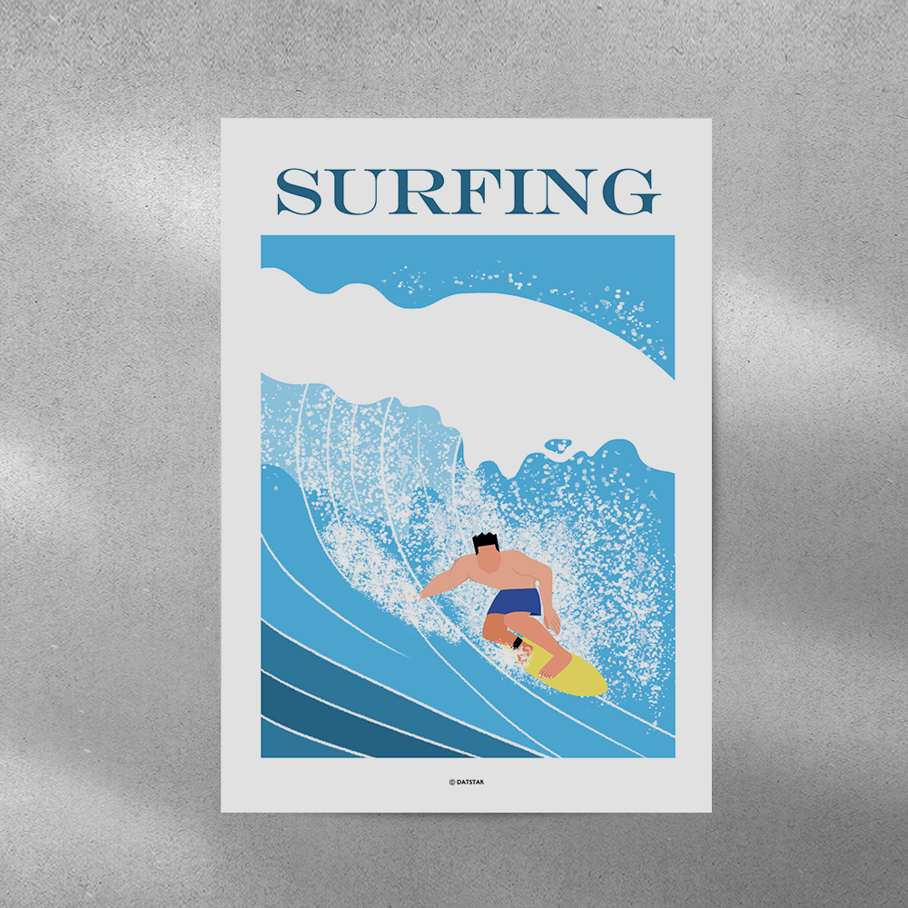 서핑 남자 여름 일러스트 포스터