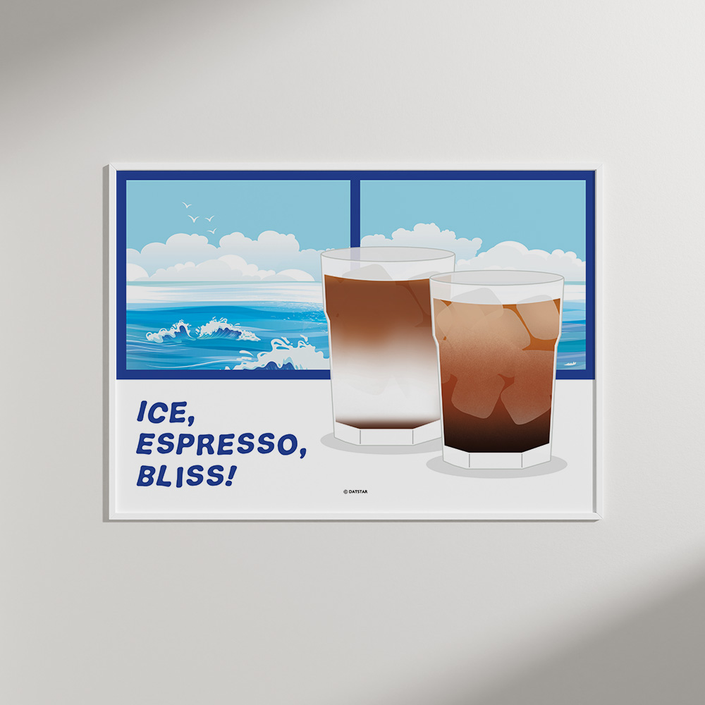 아이스 커피 행복 일러스트 포스터